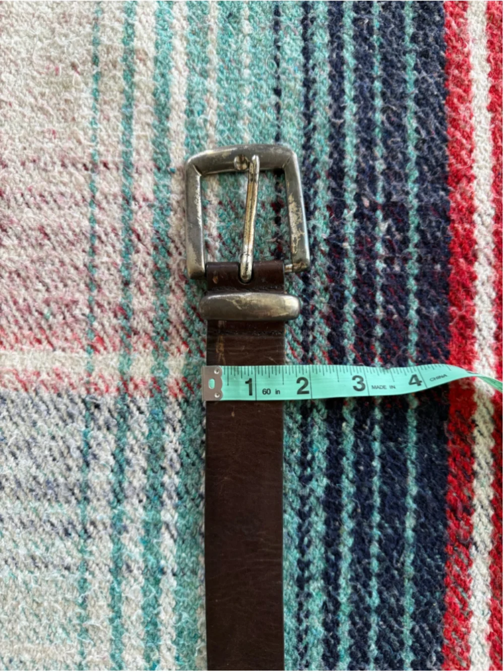 Vintage Dark Brown Distressed Leather Belt 37.5”